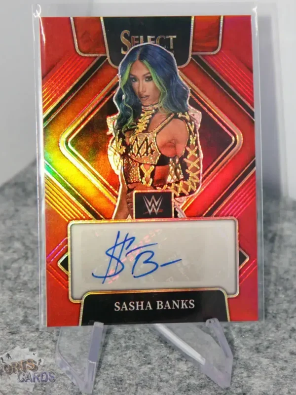 2022 Sasha Banks #SG-SBK Panini Select WWE Signatures Red Prizm /99 - Afbeelding 3