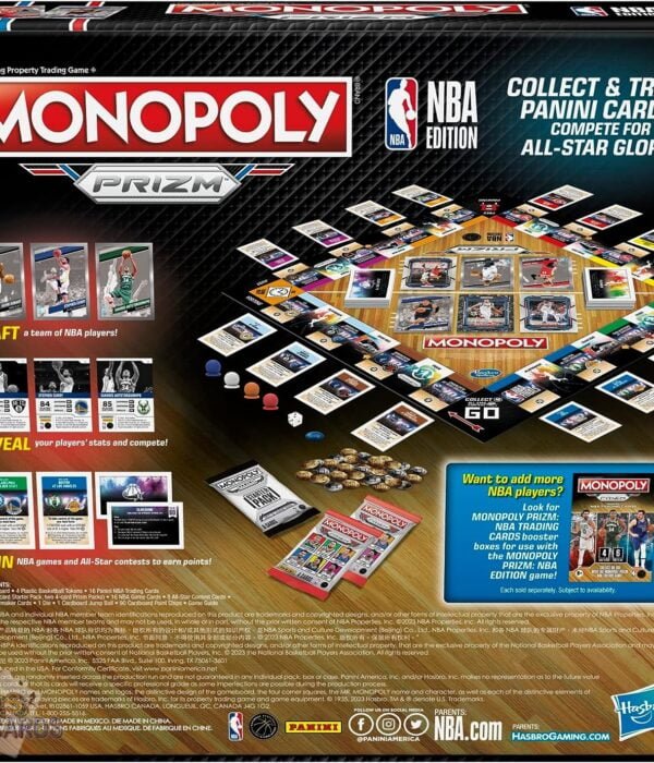 Monopoly Panini Prizm NBA Trading Card Edition Board Game - English Edition-back