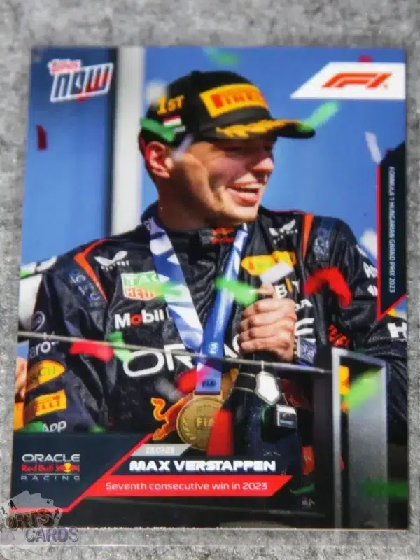 2023 Max Verstappen #32 Topps Now Seventh Consecutive Win in 2023-front