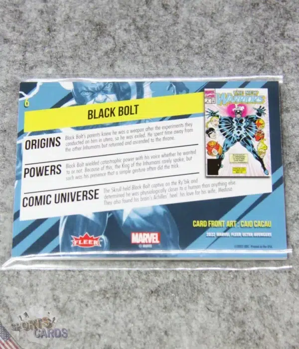 Alternative view of 2022 Black Bolt #6 Upper Deck Marvel Fleer Ultra Avengers Green Foil