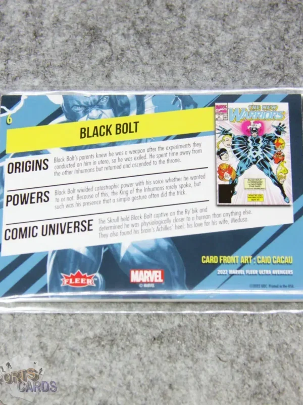 2022 Black Bolt #6 Upper Deck Marvel Fleer Ultra Avengers Green Foil-back