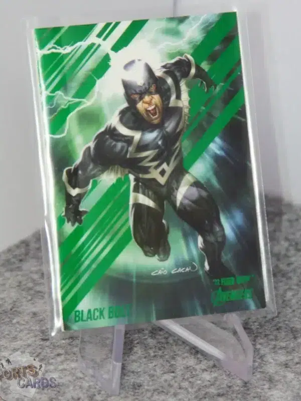 2022 Black Bolt #6 Upper Deck Marvel Fleer Ultra Avengers Green Foil - Afbeelding 3