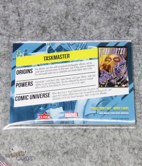 Alternative view of 2022 Taskmaster #75 Upper Deck Marvel Fleer Ultra Avengers Green Foil