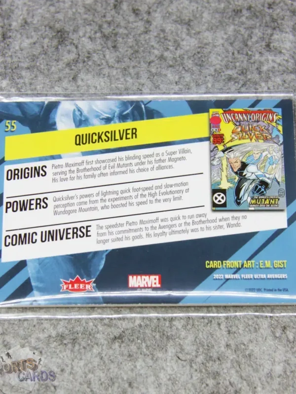 2022 Quicksilver #55 Upper Deck Marvel Fleer Ultra Avengers Green Foil-back