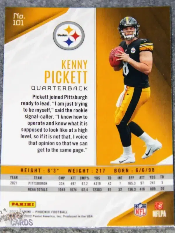 Alternative view of 2022 Kenny Pickett #101 Panini Phoenix RC