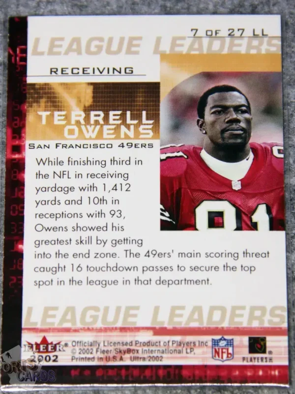 Alternative view of 2002 Terrell Owens #7LL Fleer Ultra League Leaders