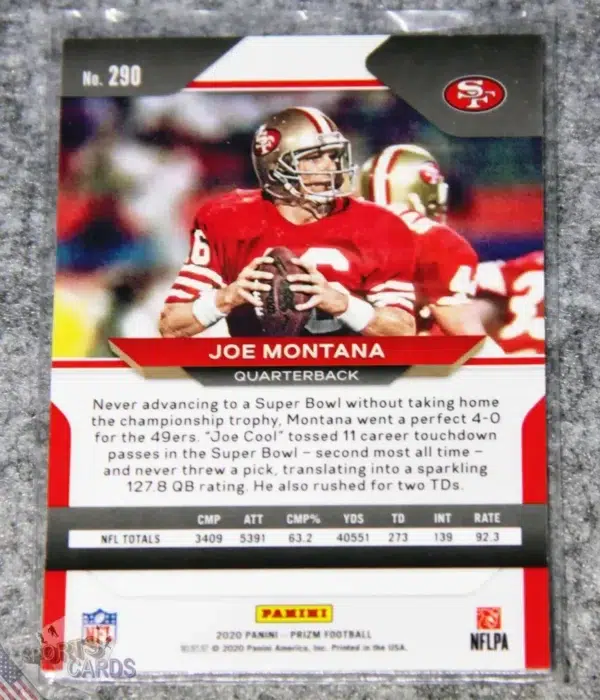 Alternative view of 2020 Joe Montana #290 Panini Prizm