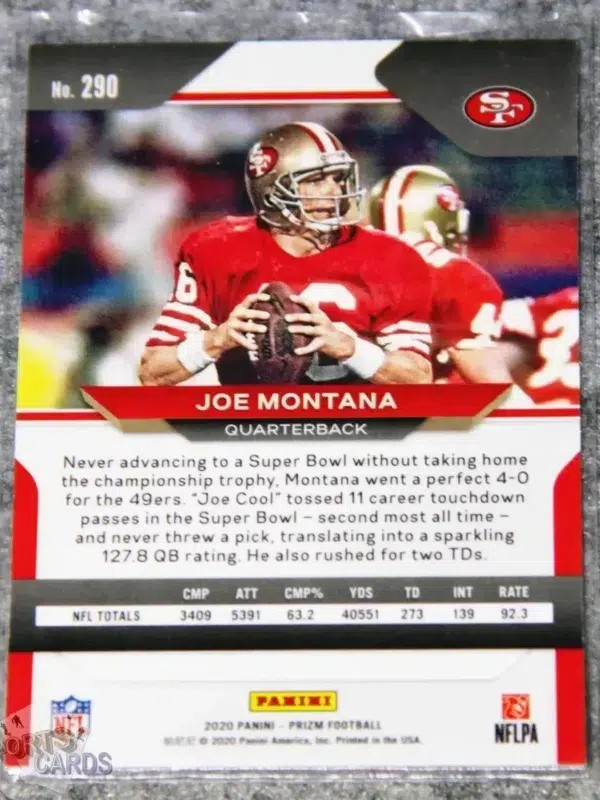 Alternative view of 2020 Joe Montana #290 Panini Prizm