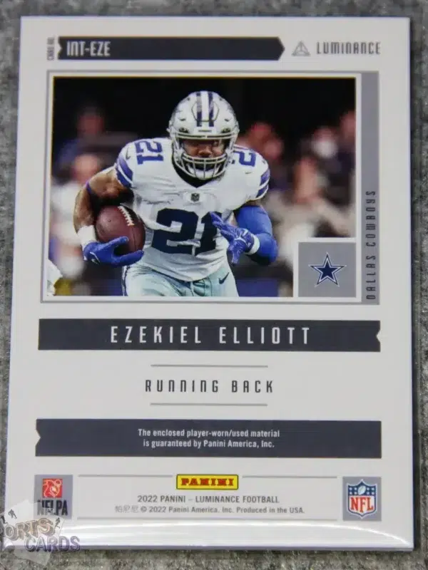 2022 Ezekiel Elliott #INT-EZE Panini Luminance Intensity Gold /49-back