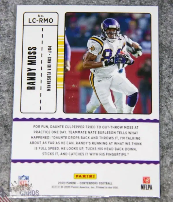 Alternative view of 2020 Randy Moss #LC-RMO Panini Contenders Legendary Contenders