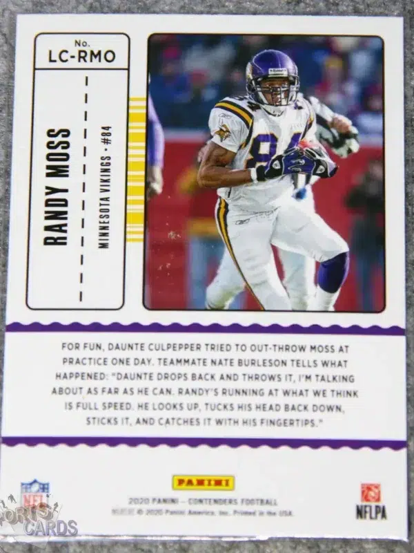 Alternative view of 2020 Randy Moss #LC-RMO Panini Contenders Legendary Contenders
