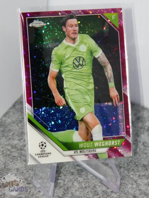 2021-22 Wout Weghorst #91 Topps UEFA Champions League Pink Mini-Diamond /175 - Afbeelding 3