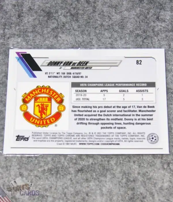 2020-21 Donny Van De Beek #82 Topps Chrome UEFA Champions League Speckle Refractor-back