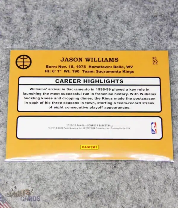 2022-23 Jason Williams #22 Panini Donruss Retro Series Purple-back