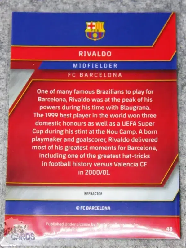 2022-23 Rivaldo #48 Topps Chrome FC Barcelona Silver Refractor-back