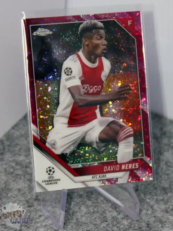 2021-22 David Neres #103 Topps Chrome UEFA Champions League Pink Diamond /175 - Afbeelding 3