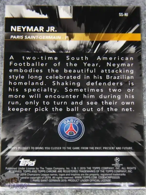 2018-19 Neymar Jr #SS-NJ Topps Chrome Superstar Sensations UEFA Champions League-back