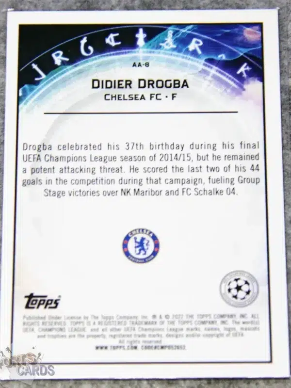 2021-22 Didier Drogba #AA-8 Topps Merlin UEFA Champions League Ageless Alchemy-back