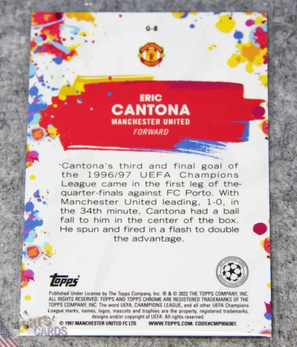 2021-22 Eric Cantona #G-8 Topps Chrome UEFA Champions League Golazo-back