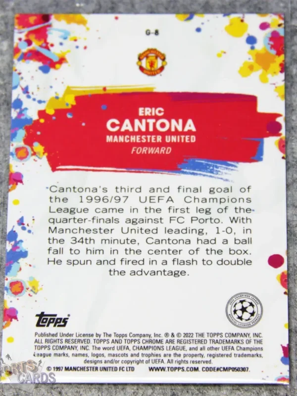 2021-22 Eric Cantona #G-8 Topps Chrome UEFA Champions League Golazo-back