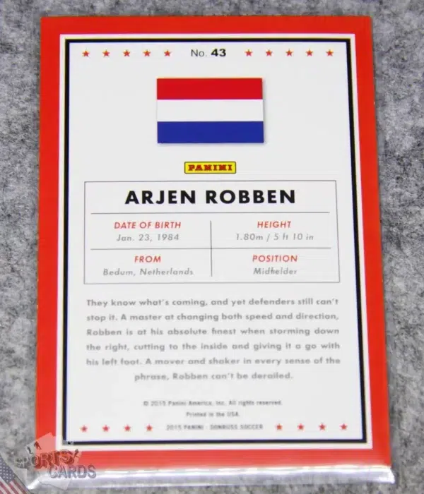 Alternative view of 2015 Arjen Robben #43 Panini Donruss Press Proof /299
