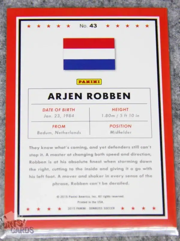2015 Arjen Robben #43 Panini Donruss Press Proof /299-back