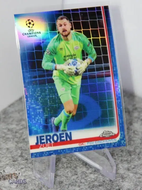 2018-19 Jeroen Zoet #19 Topps Chrome UEFA Champions League Wave Blue /150 - Afbeelding 3
