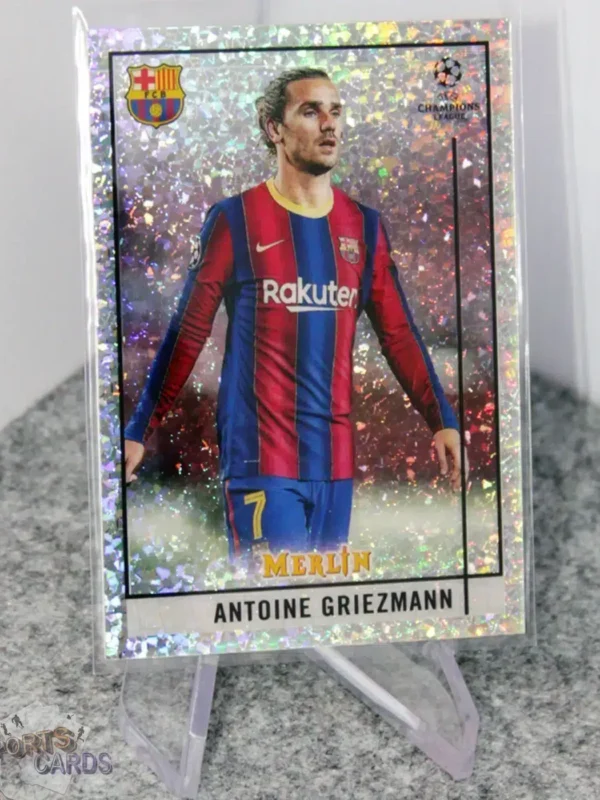 2020-21 Antoine Griezmann #13 Topps Merlin UEFA Champions League Mini Diamond Refractor /150 - Afbeelding 3