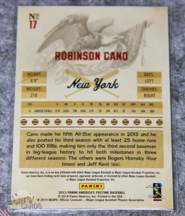 Alternative view of 2013 Robinson Cano #17 Panini America's Pastime /125