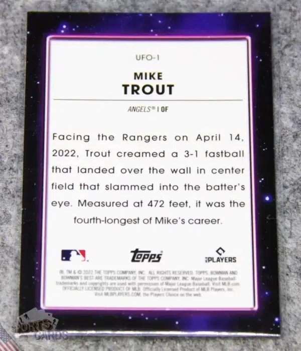 Alternative view of 2022 Mike Trout #UFO1 Topps Bowman's Best UFO Refractor