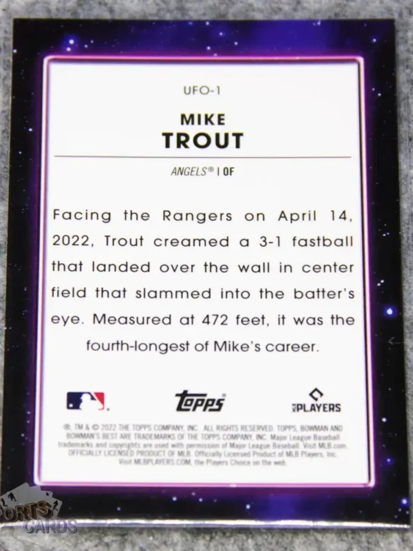2022 Mike Trout #UFO1 Topps Bowman's Best UFO Refractor-back