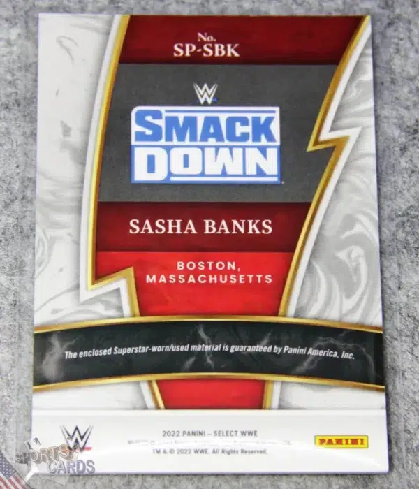 Alternative view of 2022 Sasha Banks #SP-SBK Panini Select WWE Sparks Superstar Patch Smack Down