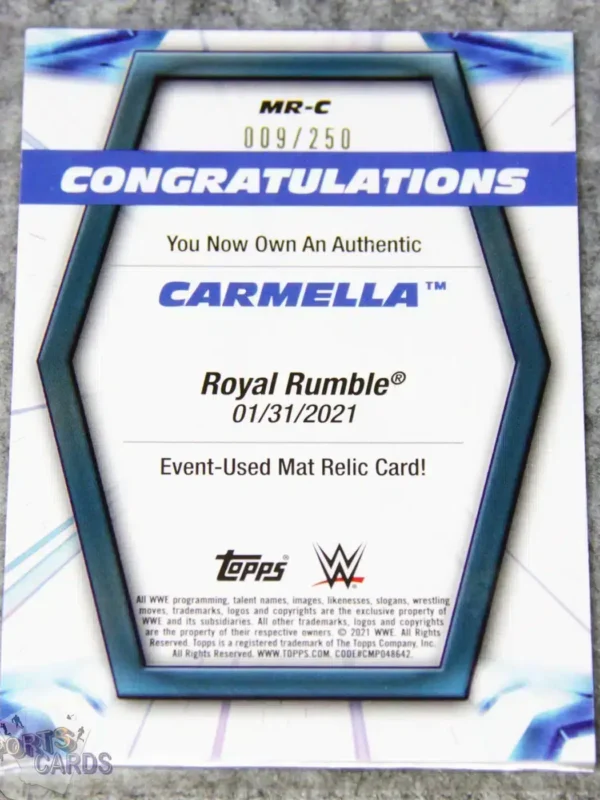 2021 Carmella #MR-C Topps WWE Womens Division Mat Relic /250-back