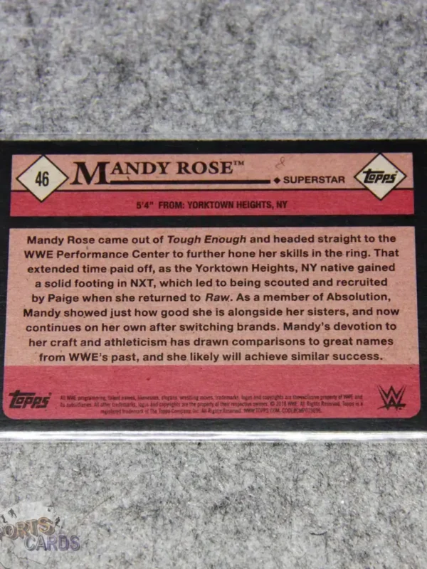 2021 Mandy Rose #46 Topps WWE Smack Down Live Superstar-back