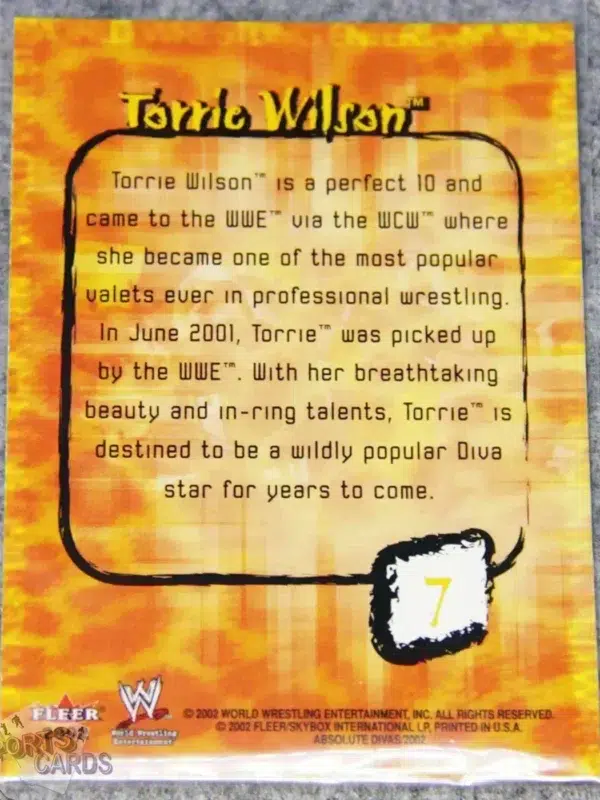 2002 Torrie Wilson #7 Fleer WWE Absolute Divas-back