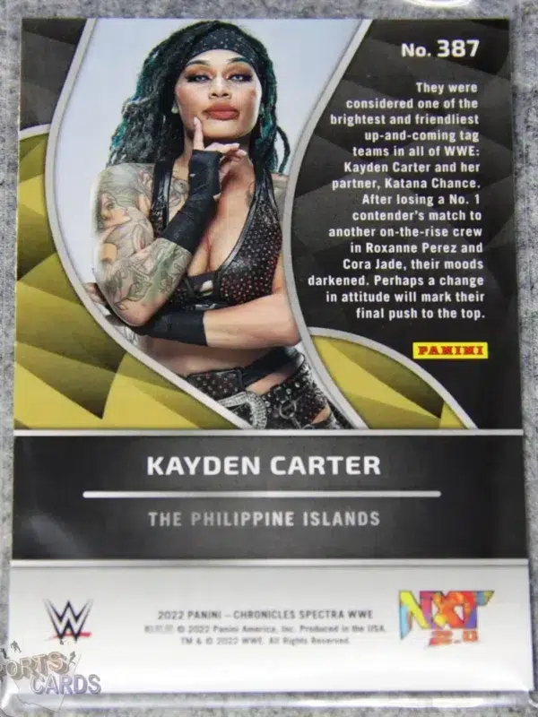 2022 Kayden Carter #387 Panini WWE NXT Chronicles Spectra-back