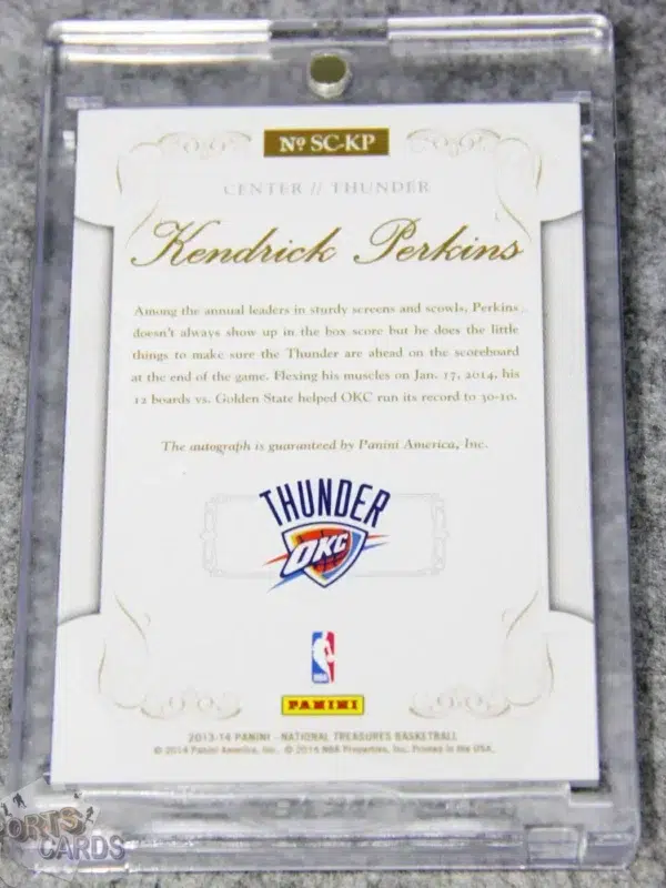 2013-14 Kendrick Perkins #SC-KP Panini National Treasures Scripts /49-back