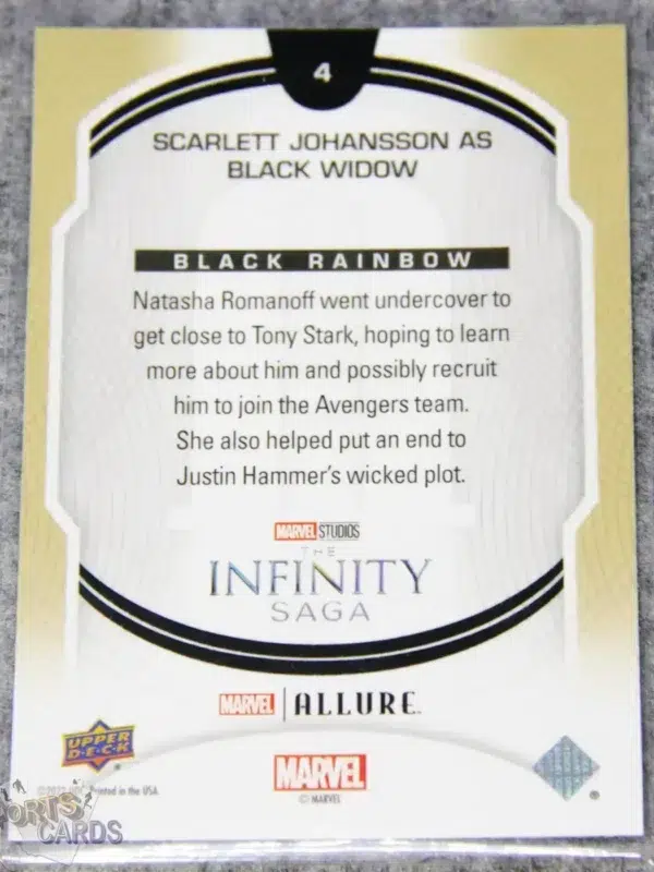 2022 Scarlett Johansson as Black Widow #4 Upper Deck Marvel Allure Iron Man 2  Black Rainbow-back