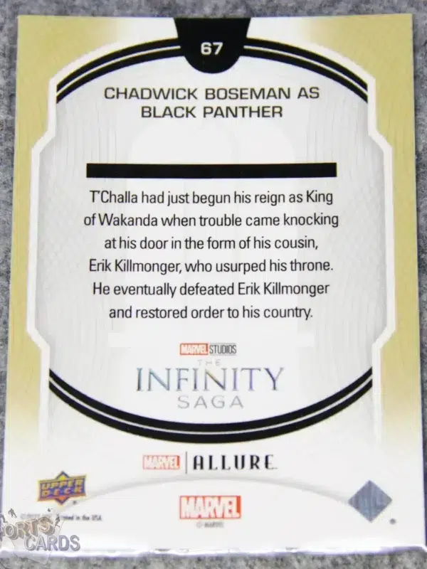 2022 Chadwick Boseman as Black Panther #67 Upper Deck Marvel Allure Black Panther-back