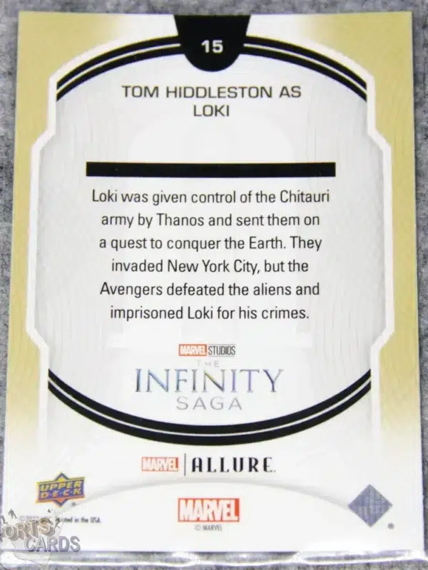 2022 Tom Hiddleston as Loki #15 Upper Deck Marvel Allure Avengers-back