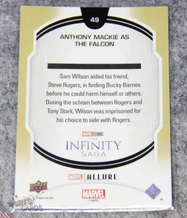Alternative view of 2022 Anthony Mackie as Falcon #49 Upper Deck Marvel Allure Civil War Captain America