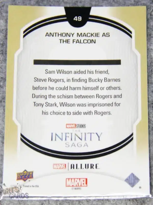 Alternative view of 2022 Anthony Mackie as Falcon #49 Upper Deck Marvel Allure Civil War Captain America