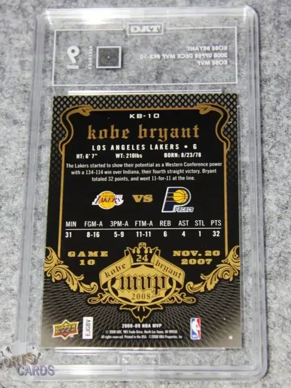 2008-09 Kobe Bryant #KB-10 Upper Deck Kobe NBA MVP TAG 9 MINT POP 1 - Afbeelding 2