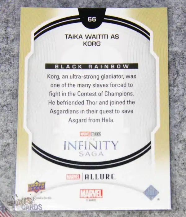 Alternative view of 2022 Taika Waititi as Korg #66 Upper Deck Marvel Allure Thor Ragnarok Black Rainbow