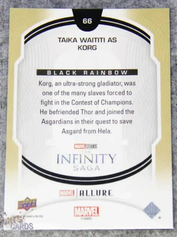2022 Taika Waititi as Korg #66 Upper Deck Marvel Allure Thor Ragnarok Black Rainbow-back