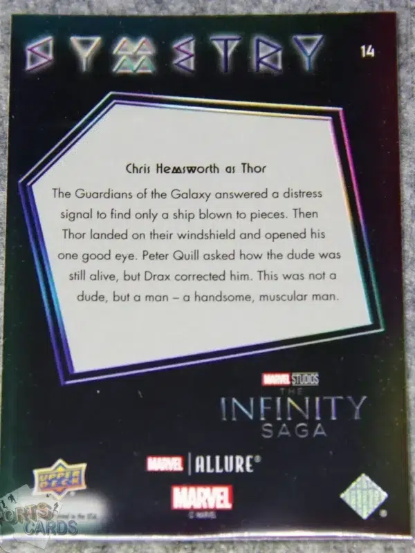 Alternative view of 2022 Chris Hemsworth as Thor #14 Upper Deck Marvel Allure Thor Ragnarok Symmetry White