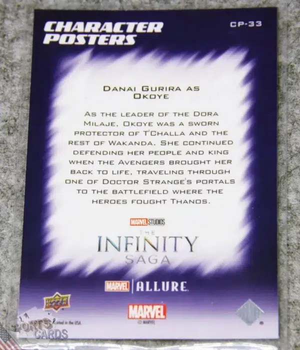 Alternative view of 2022 Danai Gurira as Okoye #CP-33 Upper Deck Marvel Allure Avengers Character Posters