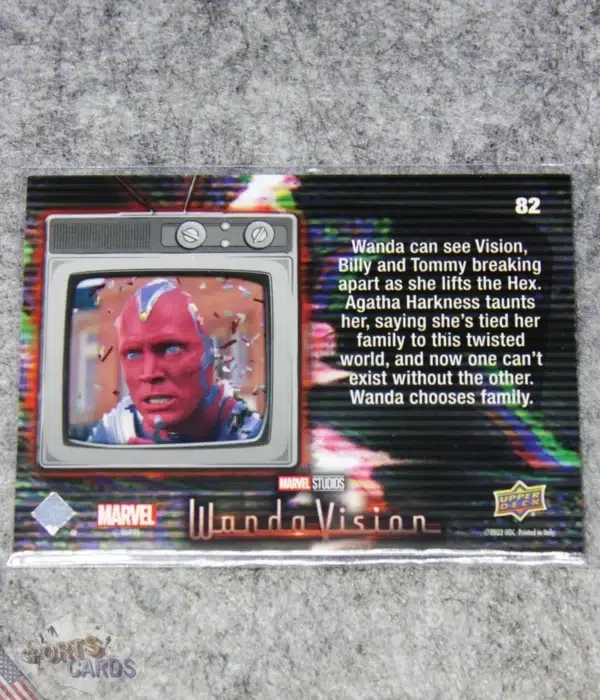 Alternative view of 2022 Paul Bettany as Vision #82 Upper Deck Marvel WandaVision Save Westview or Save Your Family Scarlet Red