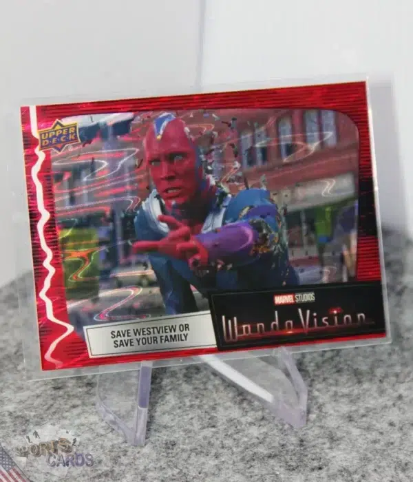 2022 Paul Bettany as Vision #82 Upper Deck Marvel WandaVision Save Westview or Save Your Family Scarlet Red-stand