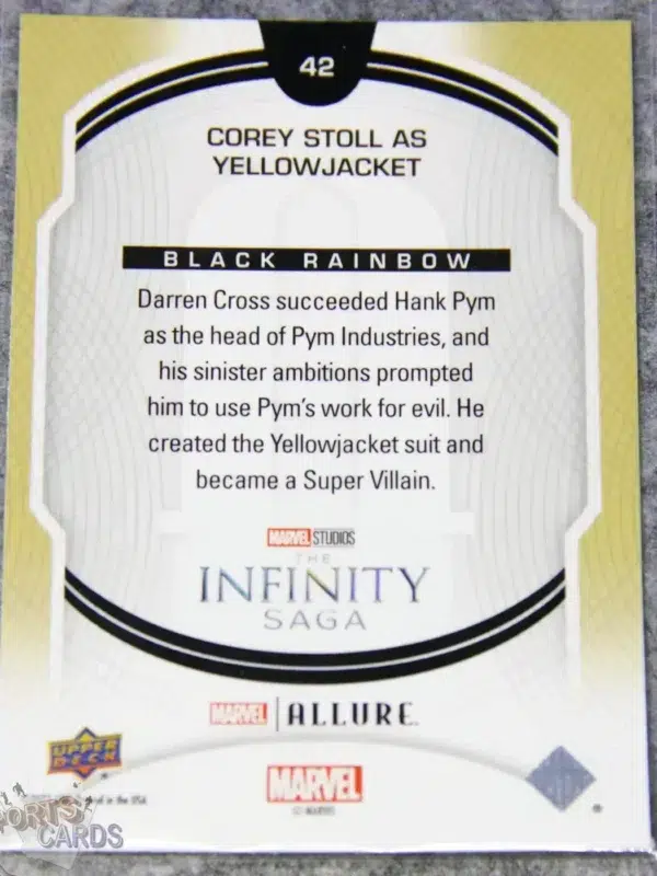 2022 Corey Stoll as Yellowjacket #42 Upper Deck Marvel Allure Ant-Man Black Rainbow-back